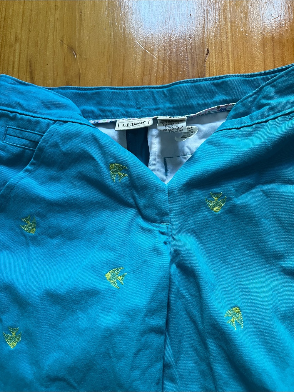 L.L.Bean Teal Boys Embroidered Fish Shorts. Size 5-6